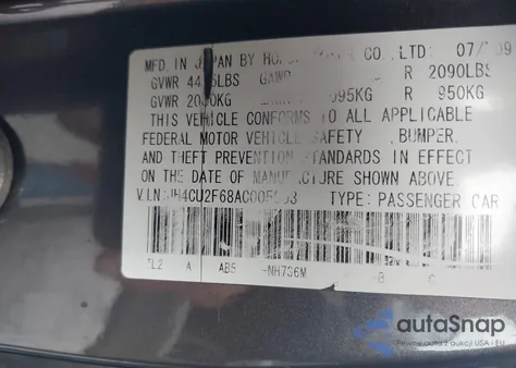 2010 Acura Tsx 2.4 z USA, uszkodzony, nr VIN JH4CU2F68AC005003